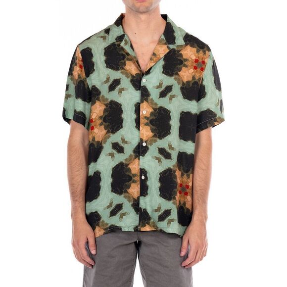 ✨OPB Men’s Rayon Short Sleeve Sz Large Shirt - Celeste/Peach✨ - Picture 1 of 7